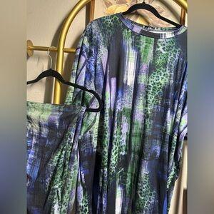 Colorful Patterned Top and Pants Two Piece Set